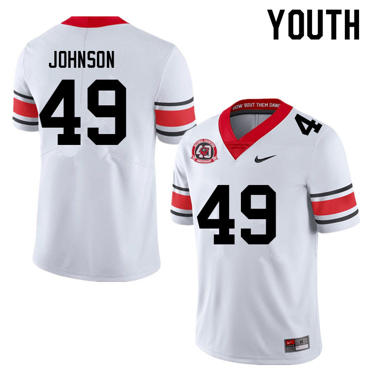 Youth #49 Samuel Johnson Georgia Bulldogs College Football Jerseys Sale-40th Anniversary